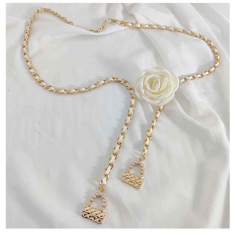 Camellia Blossom Tailleketting 2023 Nieuwe bloemkettingaccessoires Damesriemdecoratie met jurk-jeansketting_voghion.com