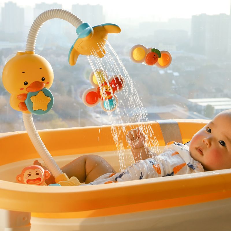 儿童洗澡玩具小黄鸭子花洒套装宝宝婴儿戏水淋浴喷头电动男孩女孩