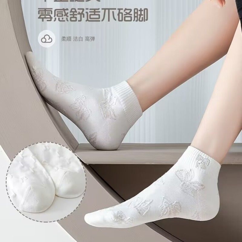 100% cotton socks women's short socks summer mesh thin section antibacterial deodorant socks high-end ins trendy all-match small fresh