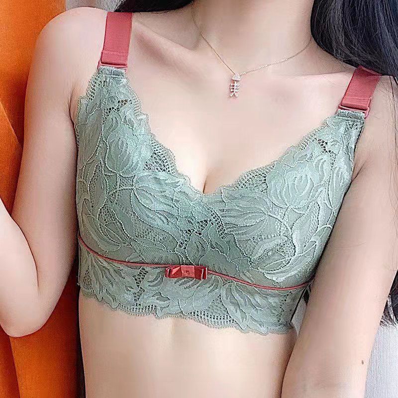 Beauty salon high-end adjustment type non-sponge oversized bra with side milk anti-sagging big breasts showing small no steel ring underwear