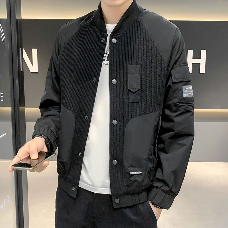 外套男春秋季2023年新款潮流帥氣休閒夾克男春裝棒球領上衣服潮牌