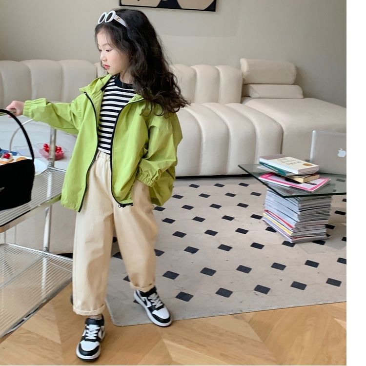 Girls spring clothes  new Korean version of foreign style baby striped bottoming shirt children's short-sleeved t-shirt