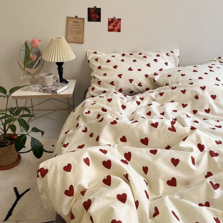 Home textile fashion polka dot green bedding four-piece set double quilt cover female bed sheet quilt single dormitory three-piece set