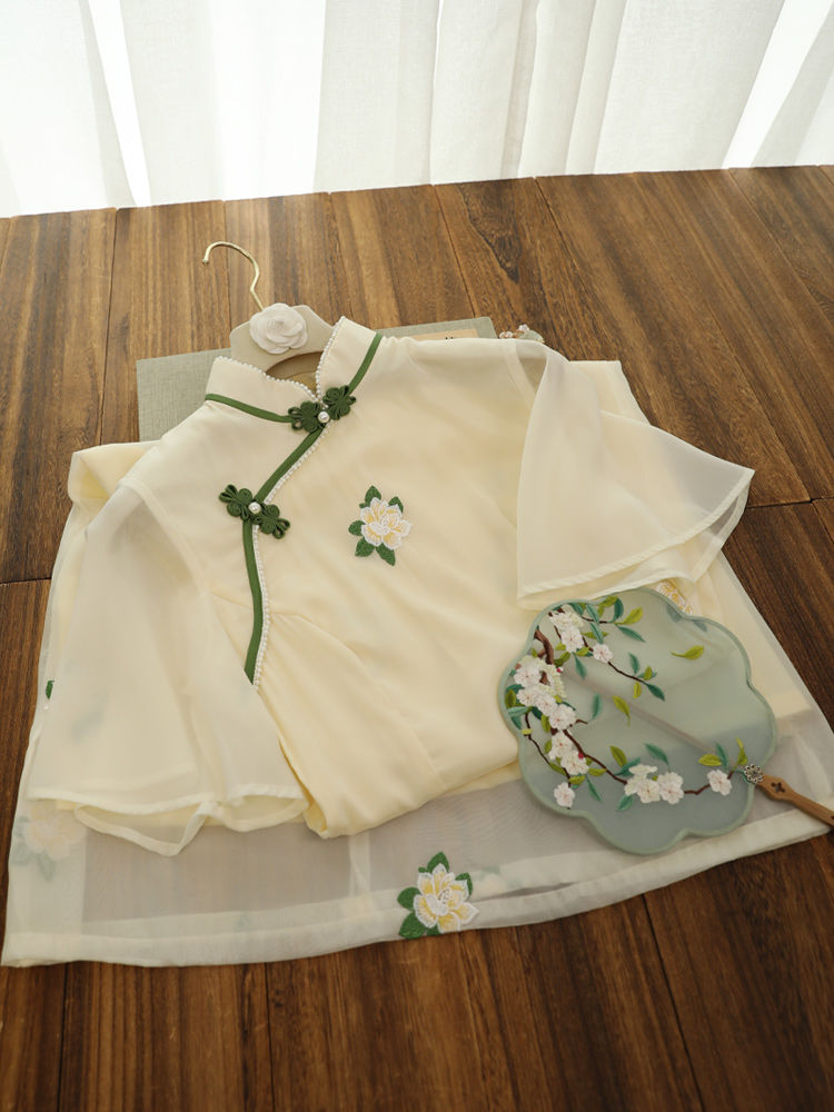 俏娘魚清冷仙女系溫柔繡花旗袍2023年夏季新款年輕款氣質高端日常