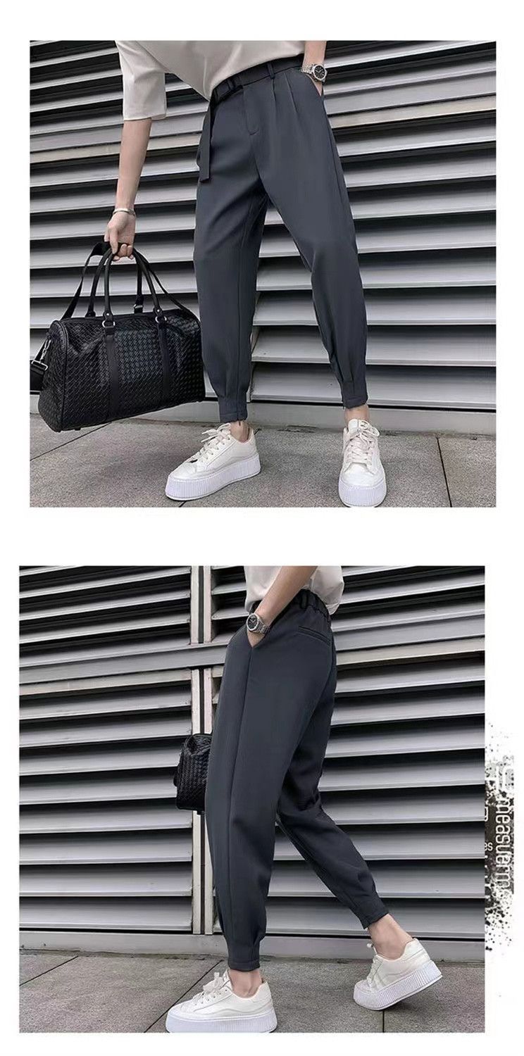 Spring autumn men's summer thin casual western trendy and handsome slim fit cropped pants, Harlan leggings_voghion.com