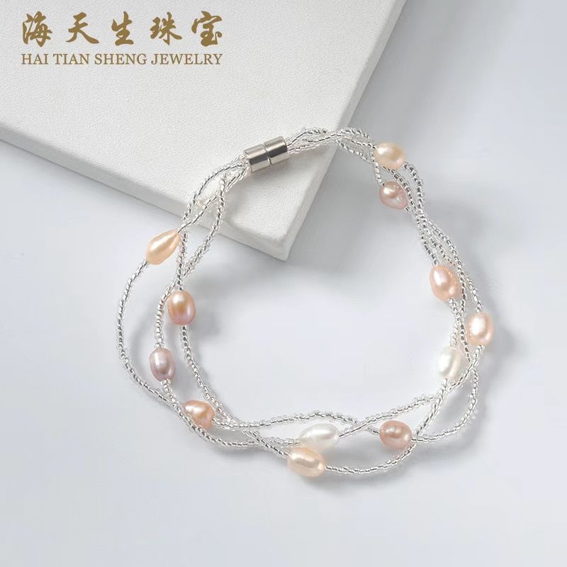 Magnetic buckle bracelet female ins trend all-match boudoir honey pearl bracelet simple diy fashion accessory bracelet female niche