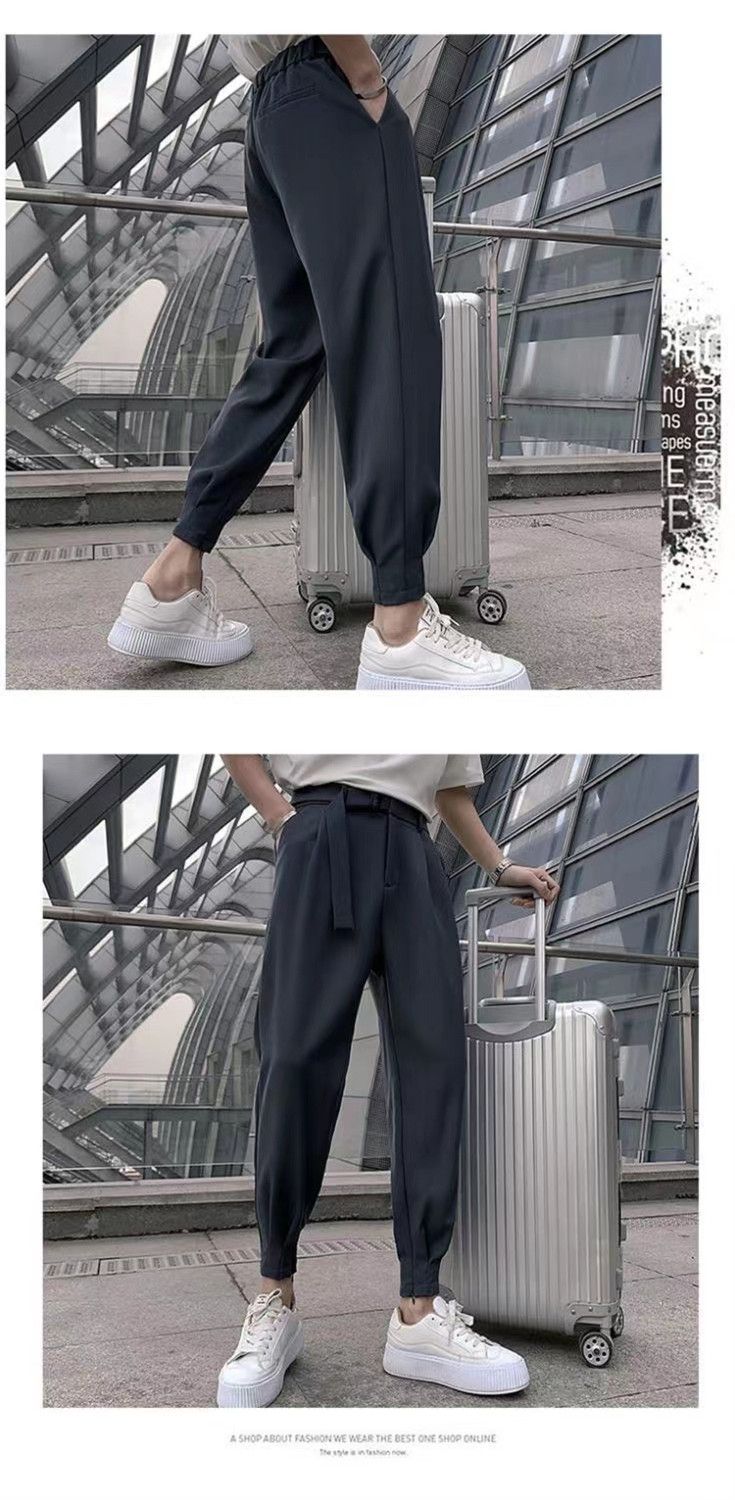 Spring autumn men's summer thin casual western trendy and handsome slim fit cropped pants, Harlan leggings_voghion.com