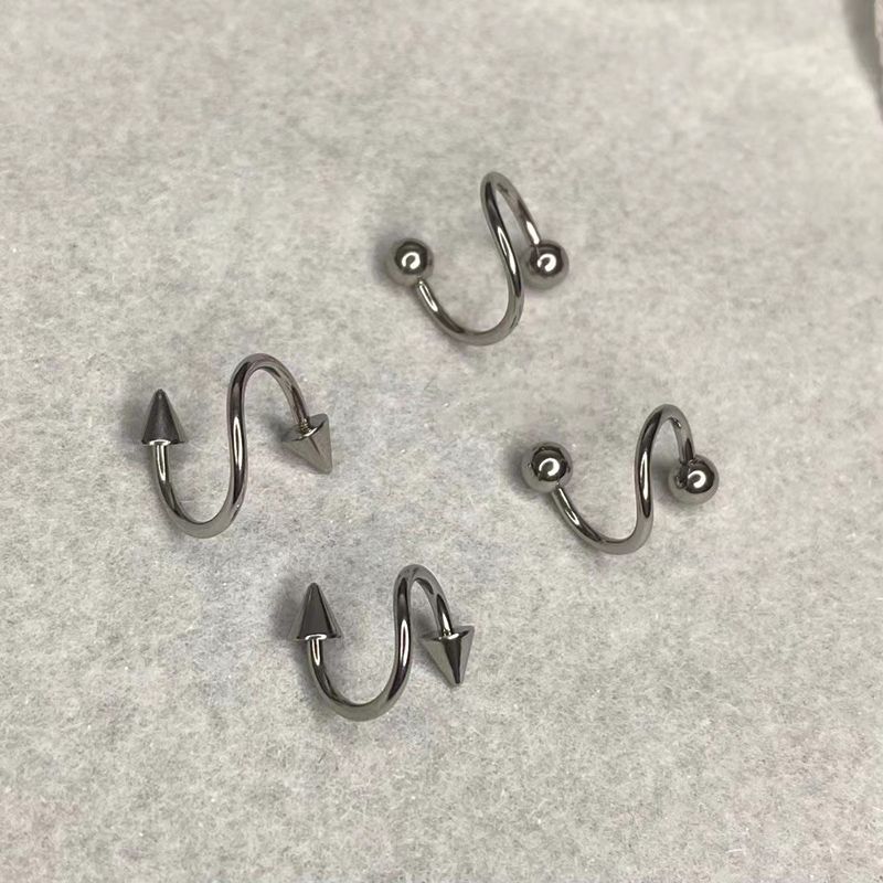 S ring lip nail ear bone nail accessories lip nail ball titanium steel outer spiral lip ring drinkable basic sweet cool jewelry