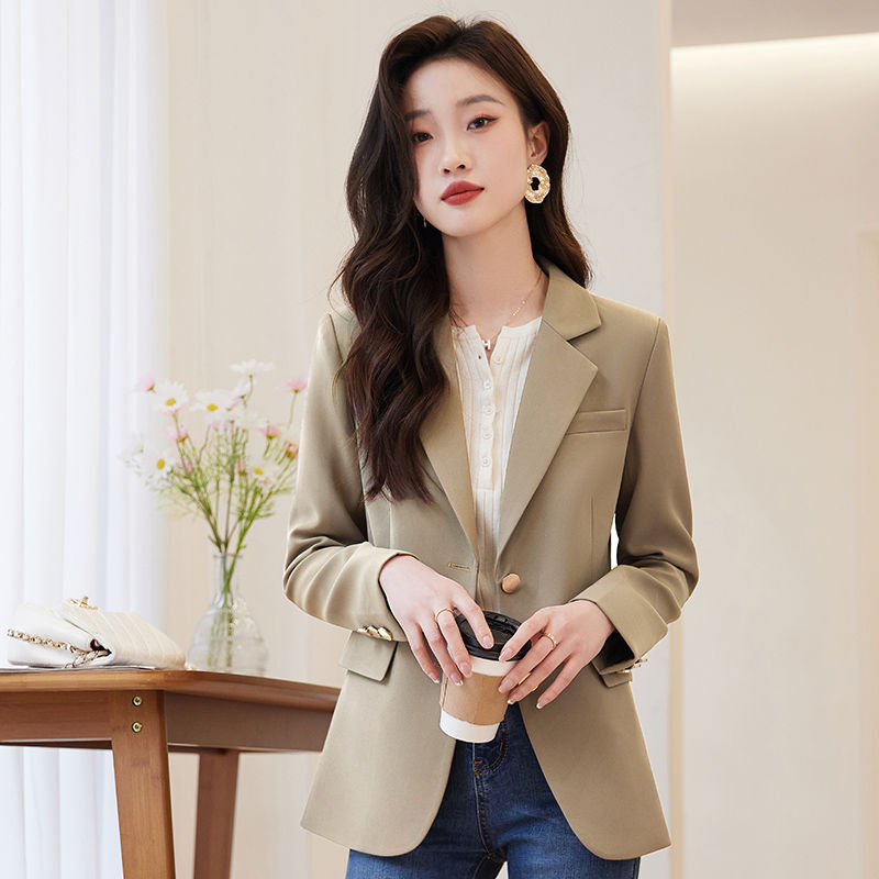 Brown small man blazer women's  spring and autumn new Korean style slim-fitting and high-end professional work clothes suit