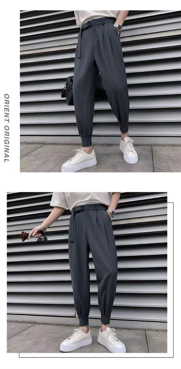 Spring autumn men's summer thin casual western trendy and handsome slim fit cropped pants, Harlan leggings_voghion.com