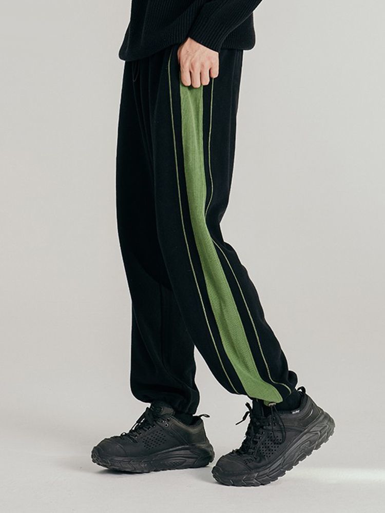 Striped sports pants men's and women's spring and autumn drape loose contrast color splicing beam feet casual pants trendy running basketball pants