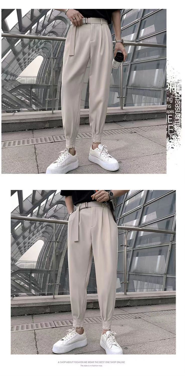 Spring autumn men's summer thin casual western trendy and handsome slim fit cropped pants, Harlan leggings_voghion.com