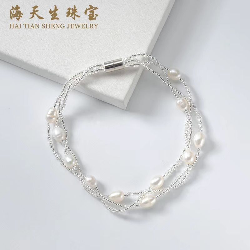 Magnetic buckle bracelet female ins trend all-match boudoir honey pearl bracelet simple diy fashion accessory bracelet female niche