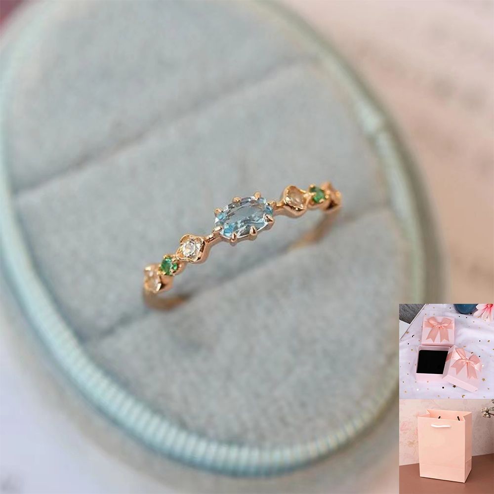 Neuer blauer Topas-Diamantring, offener Ring aus 925er Silber, Damenring, frische Ausstrahlung, Geschenk_voghion.com
