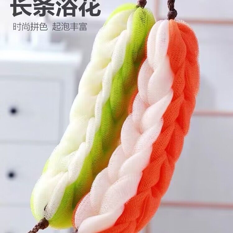 超大号浴花球搓澡巾两用沐浴条长条儿童洗澡神器不散成人耐用搓背