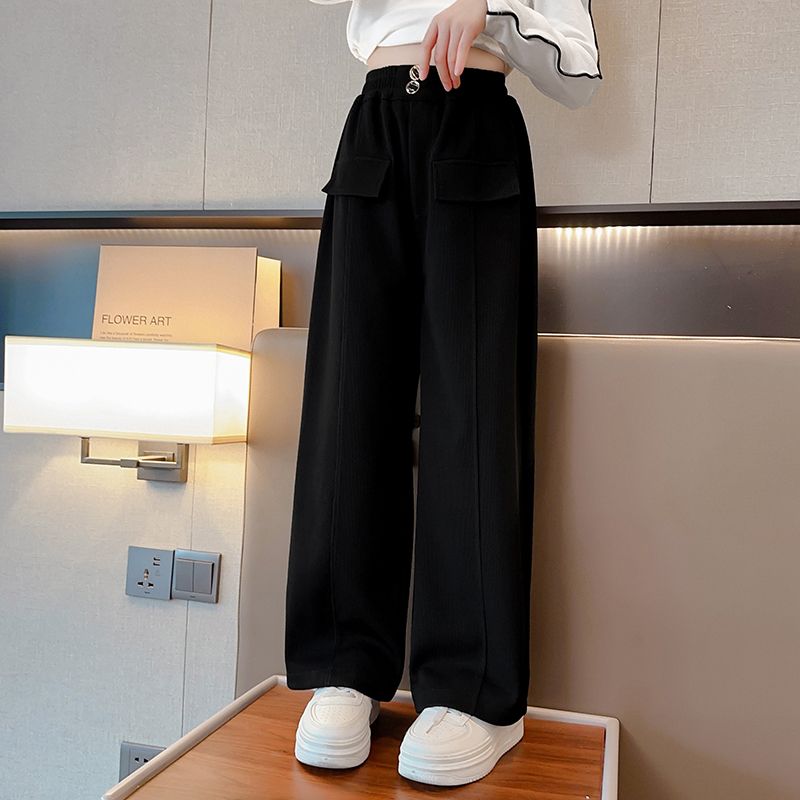 Girls' Pants Spring and Summer  New Children's Fashionable and Western-style Girls' Internet Celebrity Korean Style Loose Wide-Leg Sports Pants