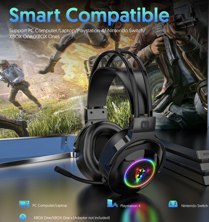 Cuffie da gioco USB con microfono, illuminazione RGB, 7.1, montate sulla testa, computer digitale_voghion.com