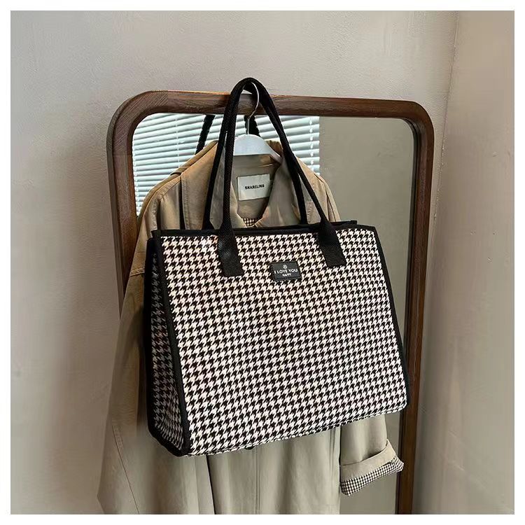 Sac à main en toile pour femmes, fourre-tout polyvalent à carreaux, grande capacité, mode printemps/été, épaule avancée, sac de maman_voghion.com