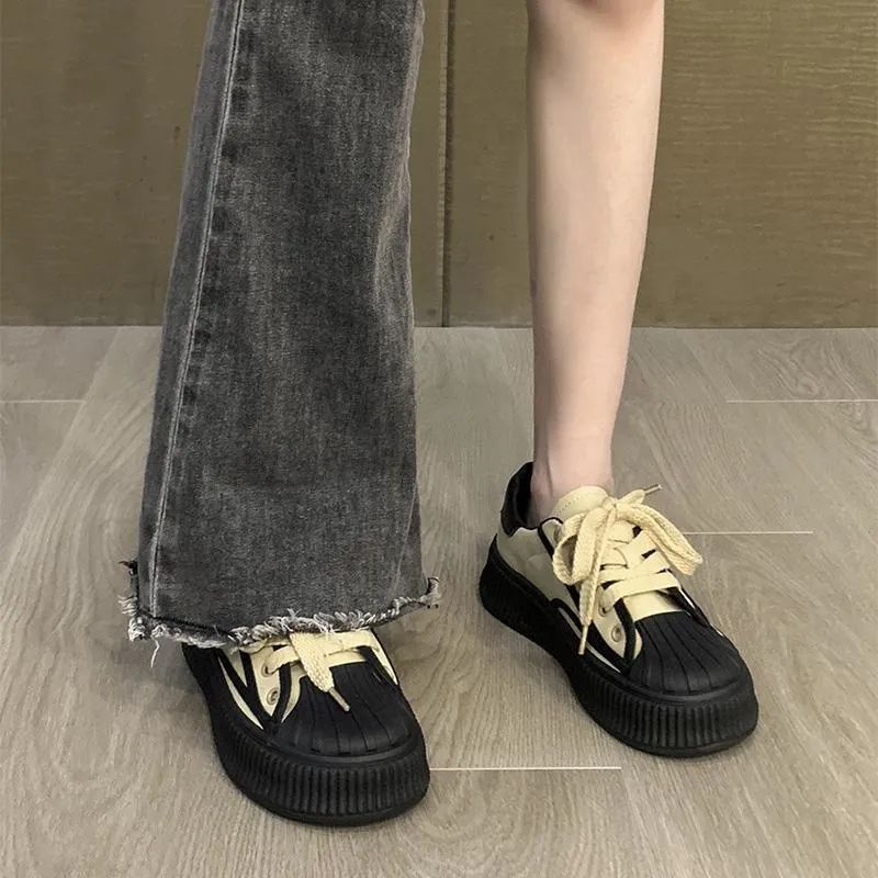 韓國ulzzang鞋子女2023板鞋子ins百搭厚底貝殼頭學生板鞋女高顏值
