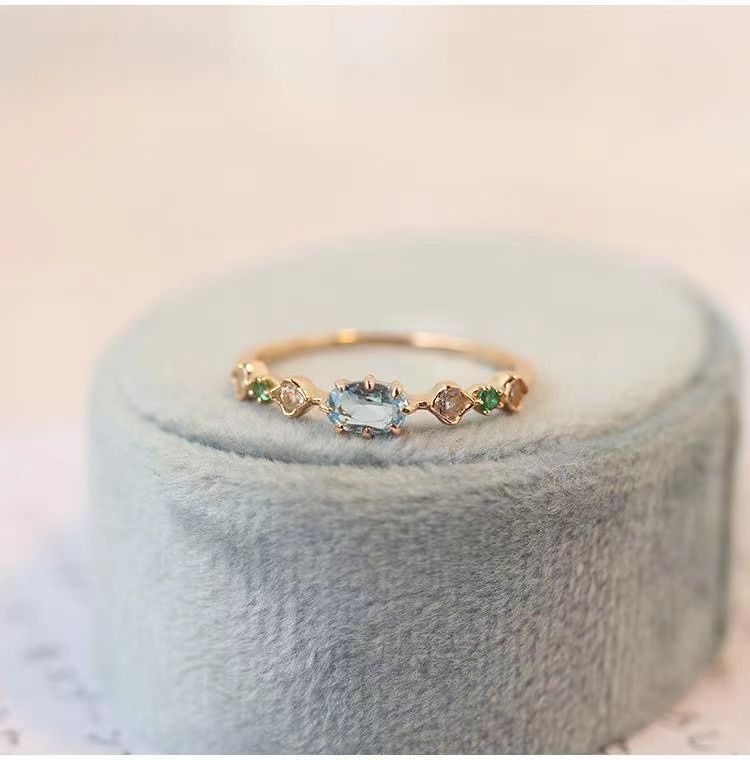 Neuer blauer Topas-Diamantring, offener Ring aus 925er Silber, Damenring, frische Ausstrahlung, Geschenk_voghion.com