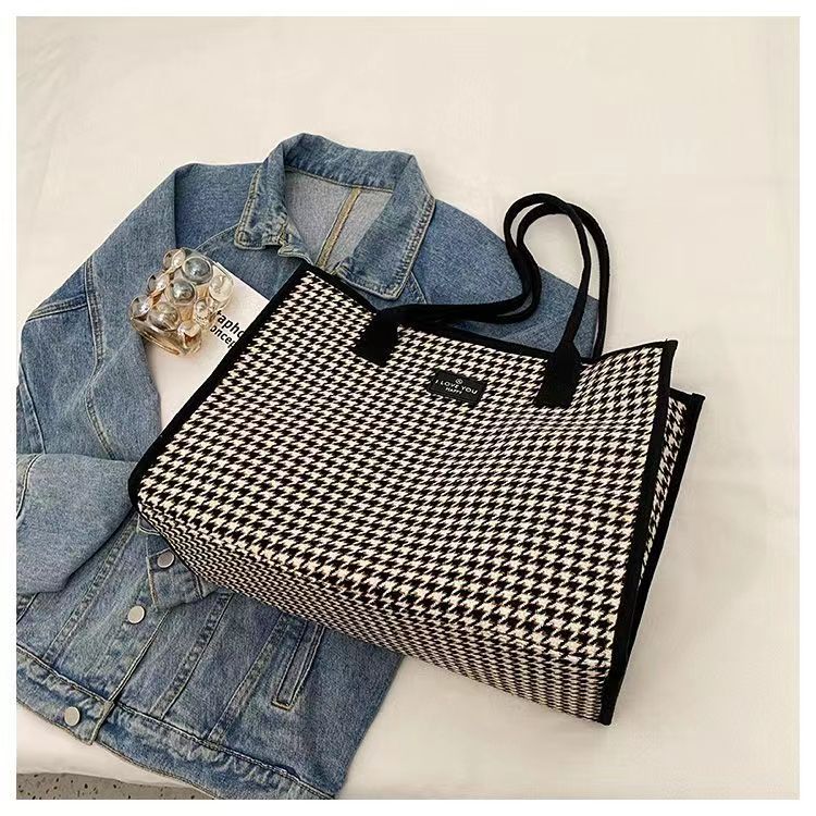 Sac à main en toile pour femmes, fourre-tout polyvalent à carreaux, grande capacité, mode printemps/été, épaule avancée, sac de maman_voghion.com