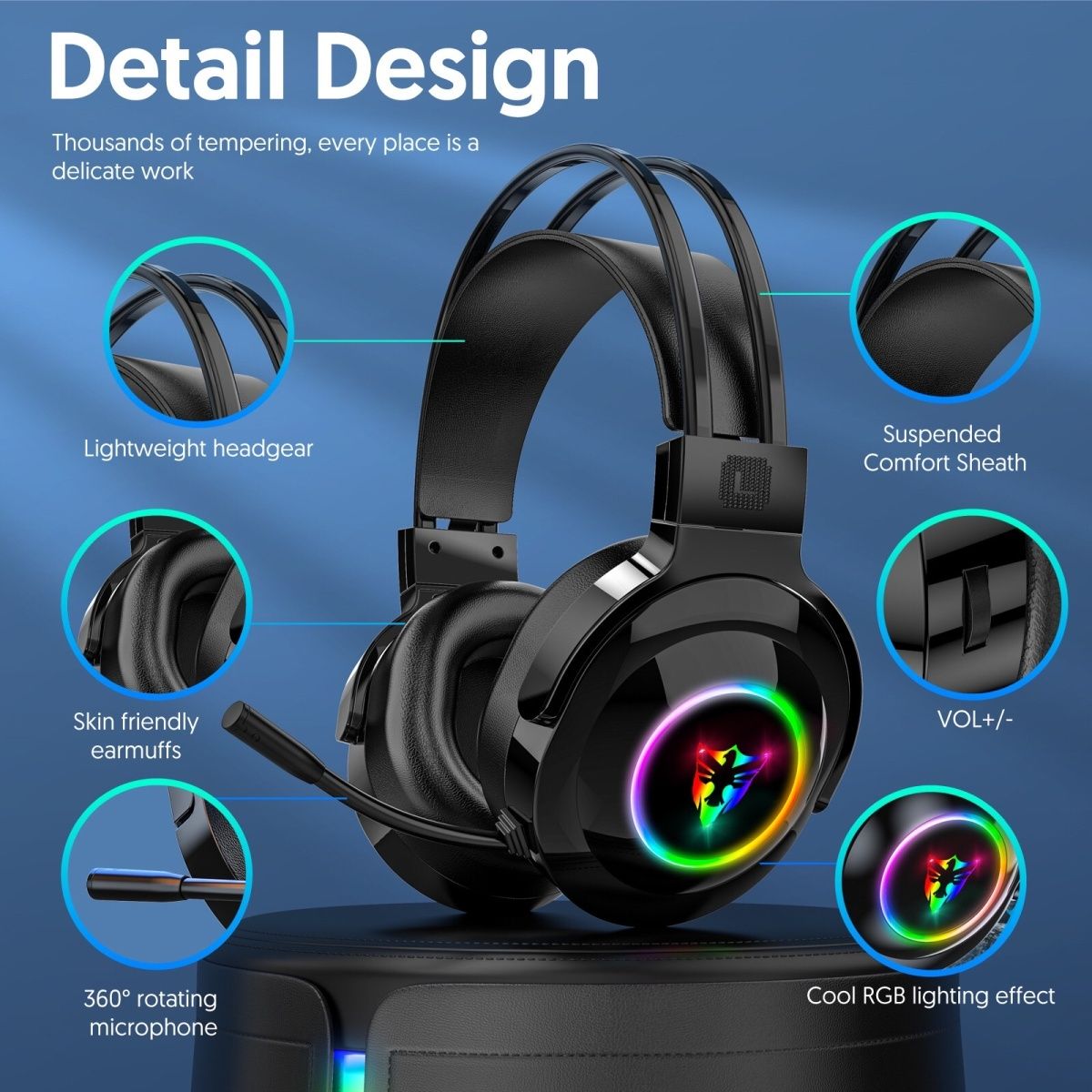 Cuffie da gioco USB con microfono, illuminazione RGB, 7.1, montate sulla testa, computer digitale_voghion.com