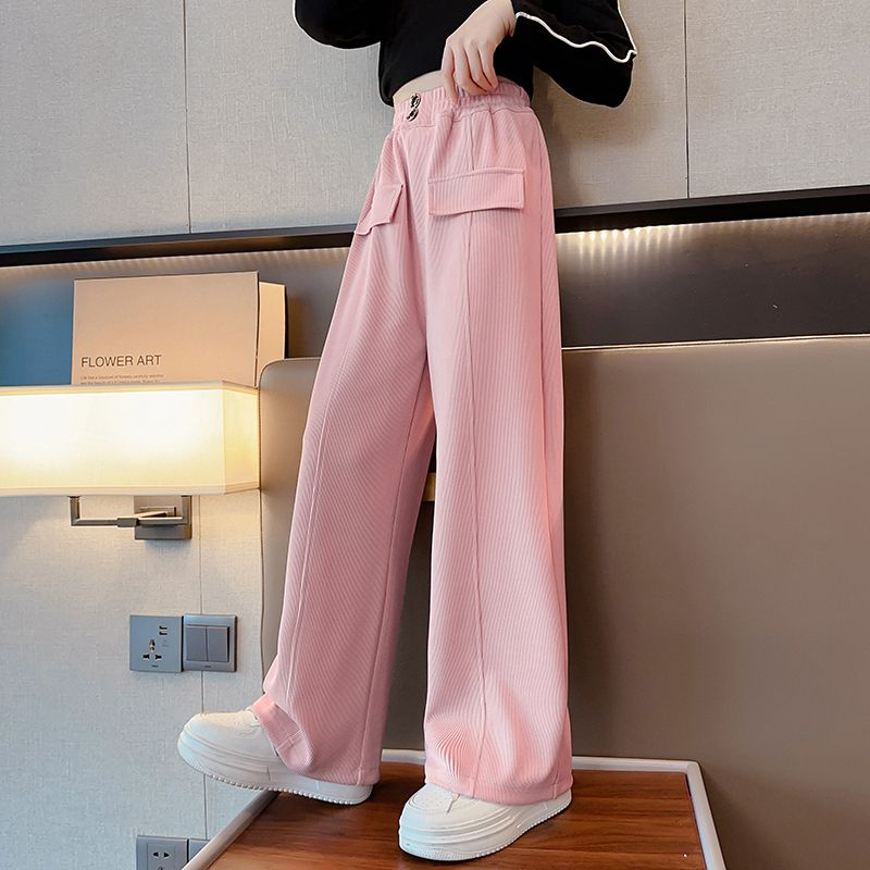 Girls' Pants Spring and Summer  New Children's Fashionable and Western-style Girls' Internet Celebrity Korean Style Loose Wide-Leg Sports Pants