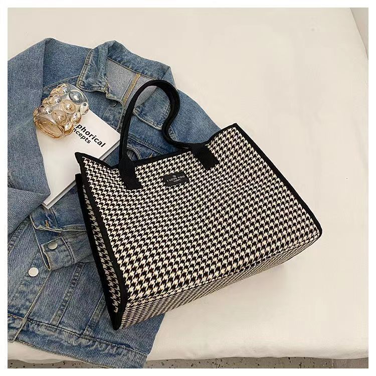 Sac à main en toile pour femmes, fourre-tout polyvalent à carreaux, grande capacité, mode printemps/été, épaule avancée, sac de maman_voghion.com