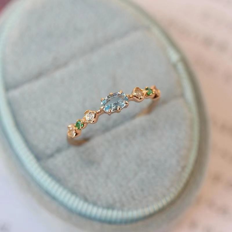 Neuer blauer Topas-Diamantring, offener Ring aus 925er Silber, Damenring, frische Ausstrahlung, Geschenk_voghion.com