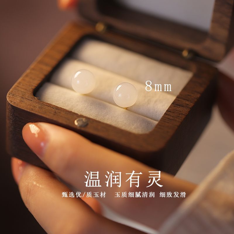 養耳洞耳釘女高級感玉石耳環古風耳環2023年新款潮睡覺不用摘小巧