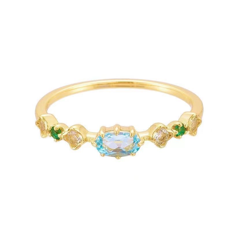 Neuer blauer Topas-Diamantring, offener Ring aus 925er Silber, Damenring, frische Ausstrahlung, Geschenk_voghion.com