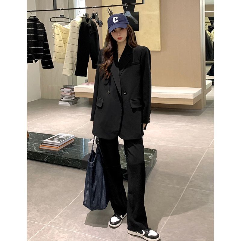 Black suit jacket for women oversize2023 spring and autumn new style high-end loose silhouette casual large size suit