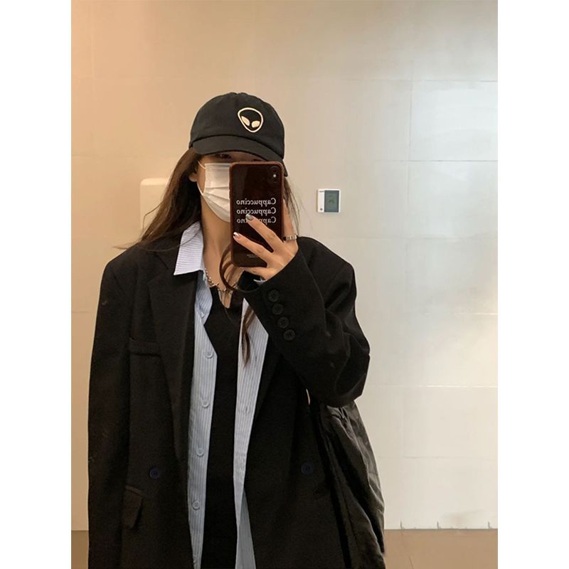 oversize black suit jacket for women 2023 new spring and autumn casual small silhouette loose large size suit
