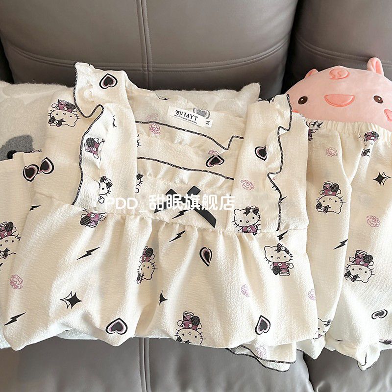 睡衣女新款hellokitty夏季短袖可愛甜美KT貓公主風學生宿舍家居服