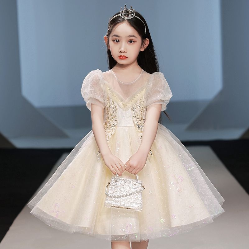Flower girl wedding little girl princess dress girls piano performance costume children's high-end birthday host wedding dress