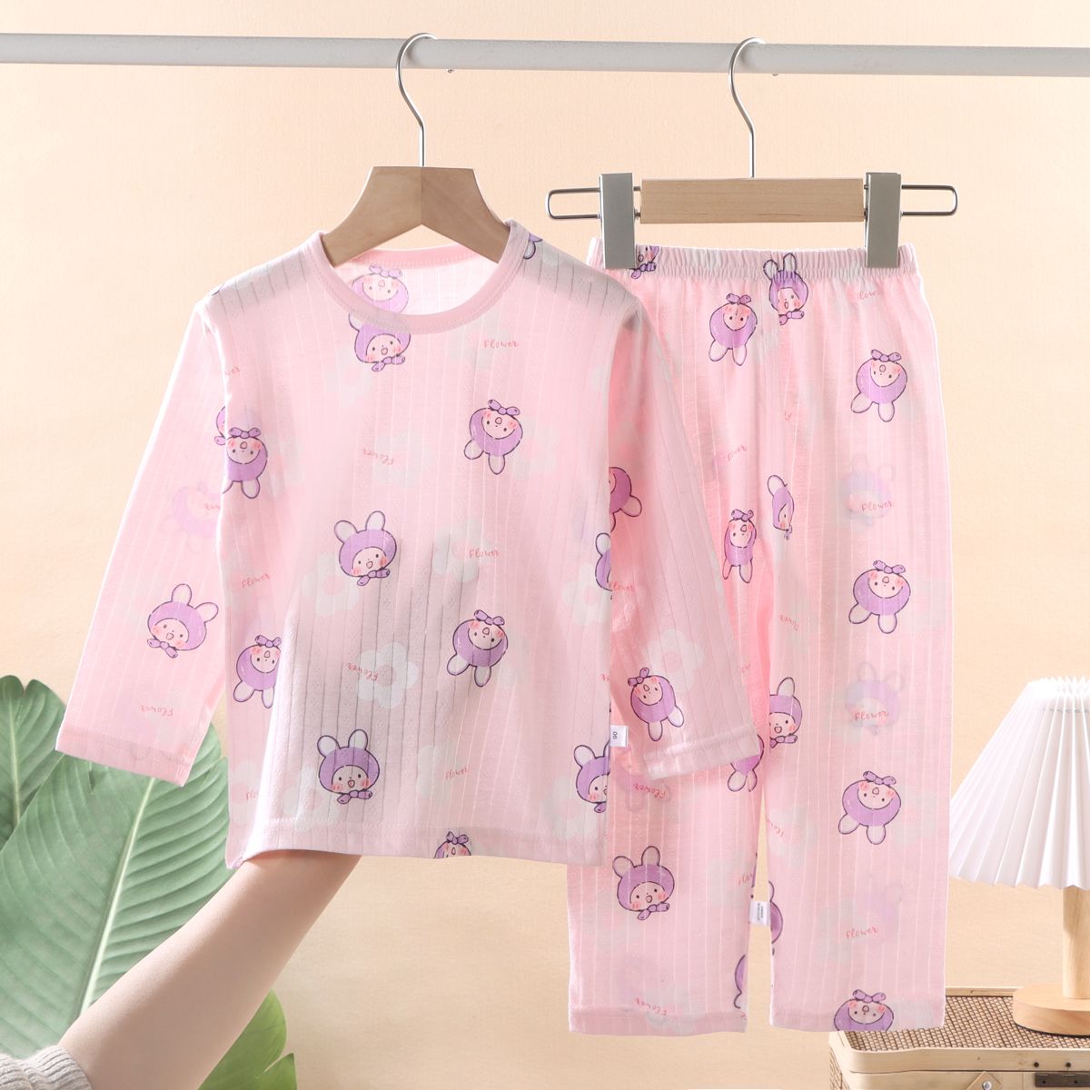 Children's pajamas set summer thin men's and women's pajamas pure cotton home service baby long-sleeved trousers air-conditioning clothing