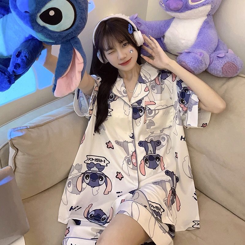 Pajamas women's summer ice silk thin section short-sleeved ins style high-value ice silk student cute home service suit summer