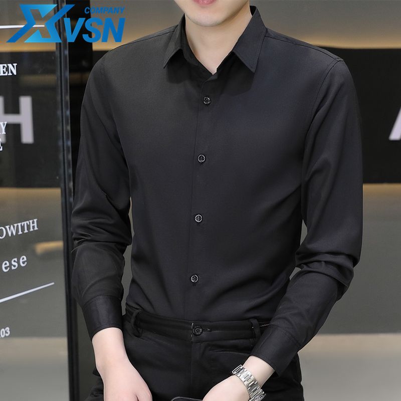 Professional formal wear white shirt men's non-ironing anti-wrinkle long-sleeved shirt for work work business casual groom groomsman inch shirt
