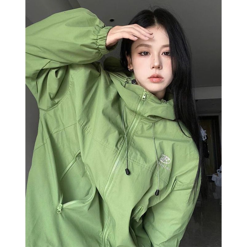 American functional style hooded waterproof three-in-one jacket for girls loose spring and autumn zipper couple jacket trendy brand