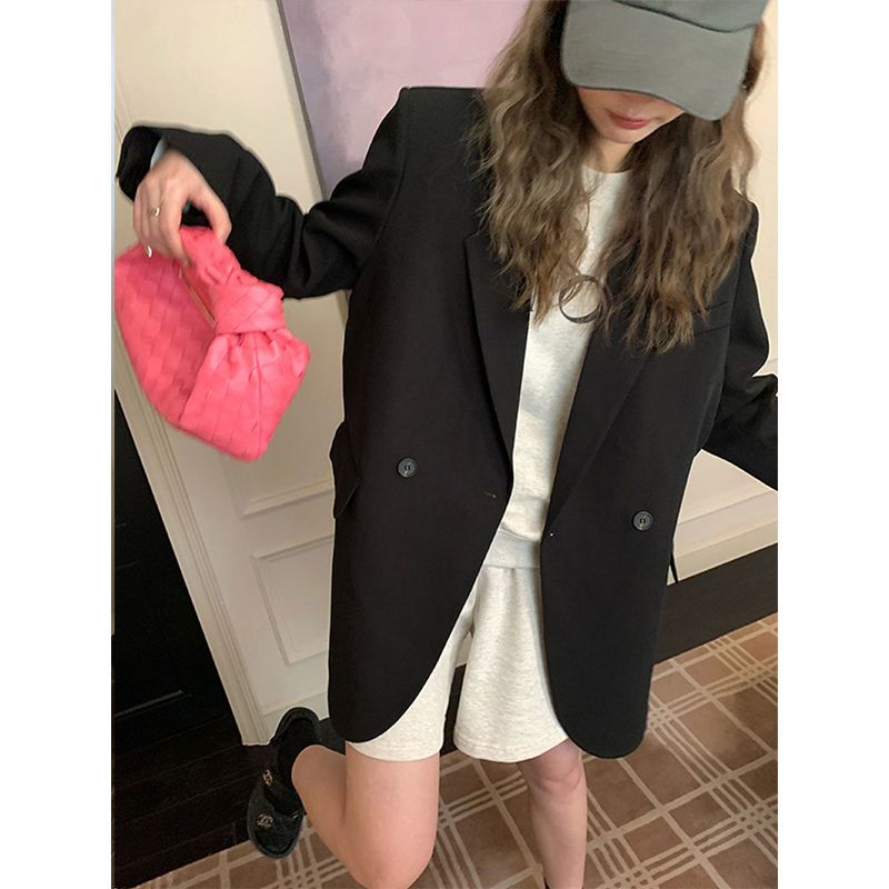 Small black suit jacket autumn women's 2023 new tops high-end casual suits autumn French style