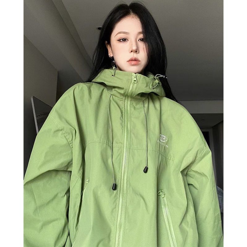 American functional style hooded waterproof three-in-one jacket for girls loose spring and autumn zipper couple jacket trendy brand