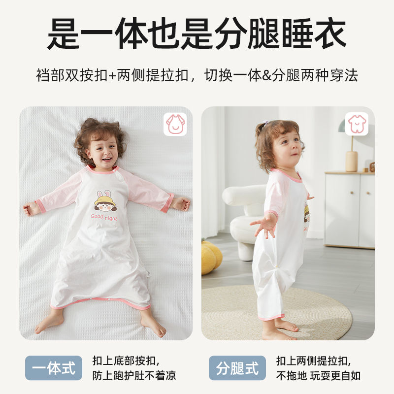贝肽斯睡裙女儿童夏季薄款宝宝睡衣1-3岁婴儿纯棉家居服睡袍四季