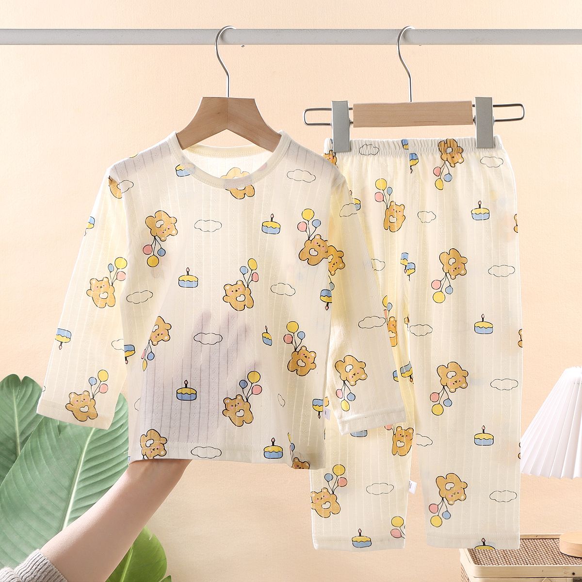 Children's pajamas set summer thin men's and women's pajamas pure cotton home service baby long-sleeved trousers air-conditioning clothing