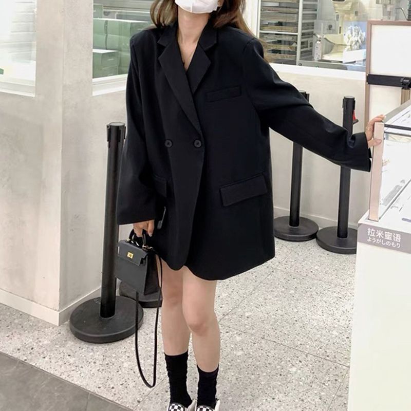 Black suit jacket for women oversize2023 spring and autumn new style high-end loose silhouette casual large size suit