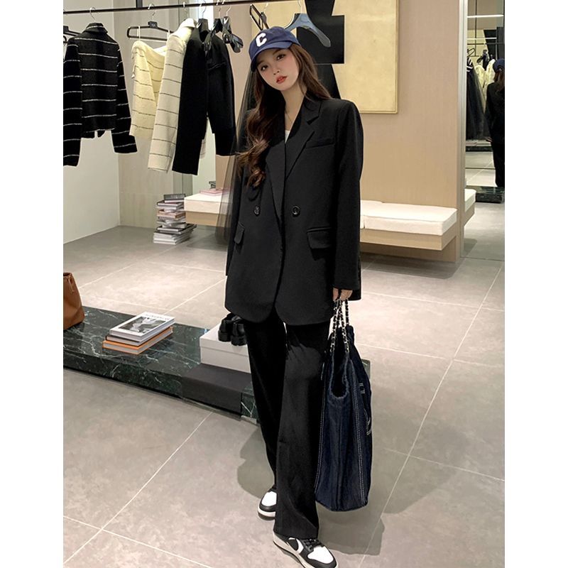 Black suit jacket for women oversize2023 spring and autumn new style high-end loose silhouette casual large size suit