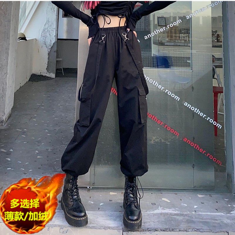 Thin leg overalls for women 2023 spring, autumn and summer new two-wear black loose straight slim casual pants