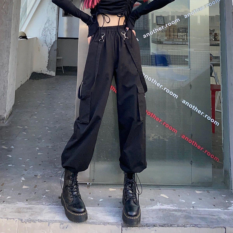 Thin leg overalls for women 2023 spring, autumn and summer new two-wear black loose straight slim casual pants