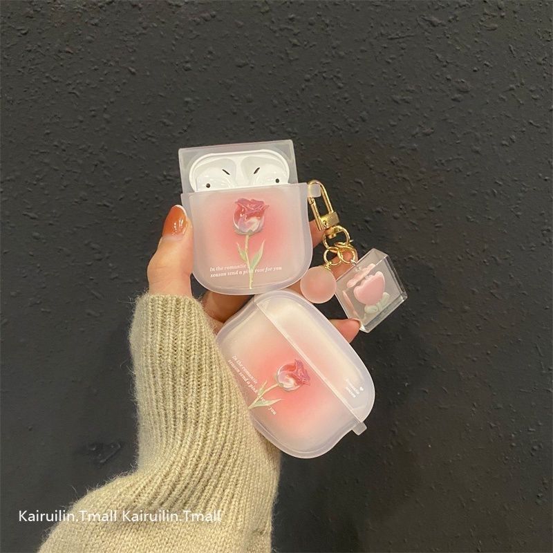 ins gradient pink rose airpodspro protective shell airpods3 niche airpods2 generation earphone sets