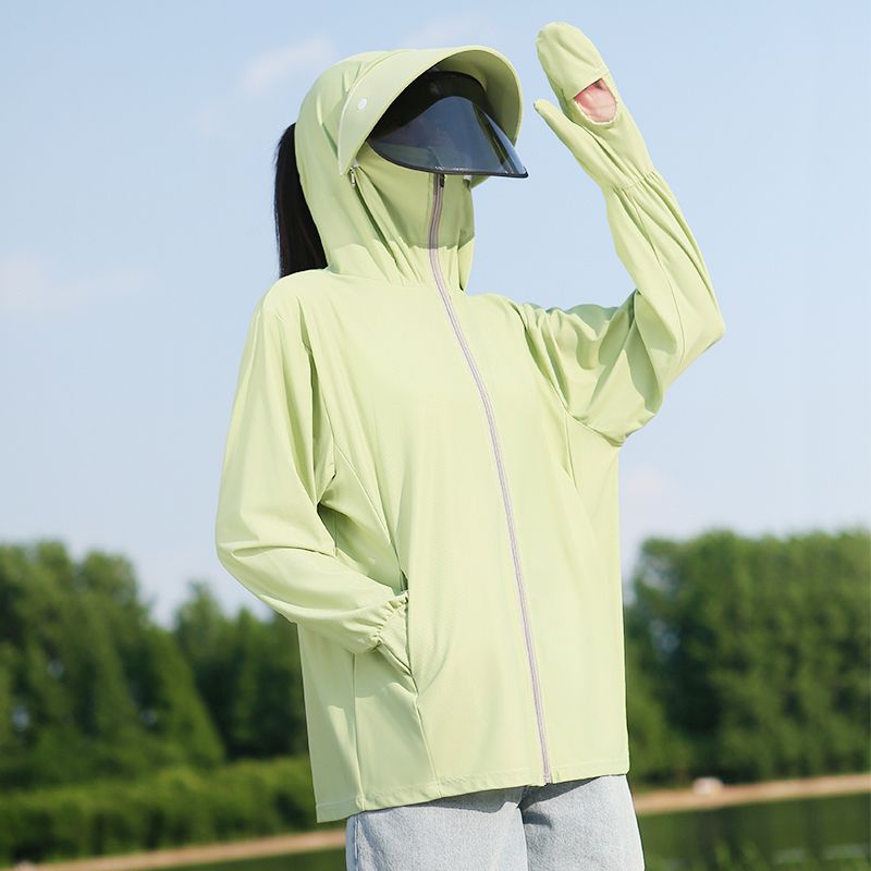 Ice silk sunscreen women's  summer new anti-ultraviolet breathable ultra-thin smock cycling sunscreen jacket