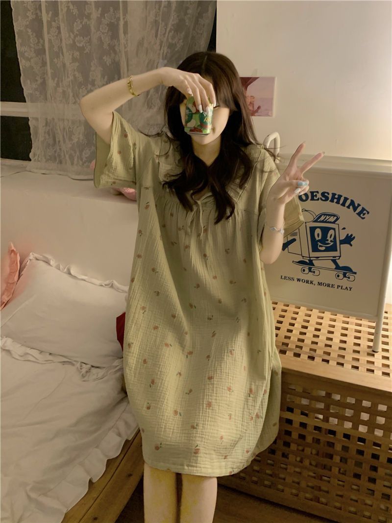 Super fairy small fresh nightdress female summer sweet and lovely dormitory home service ins Korean girl short-sleeved pajamas female